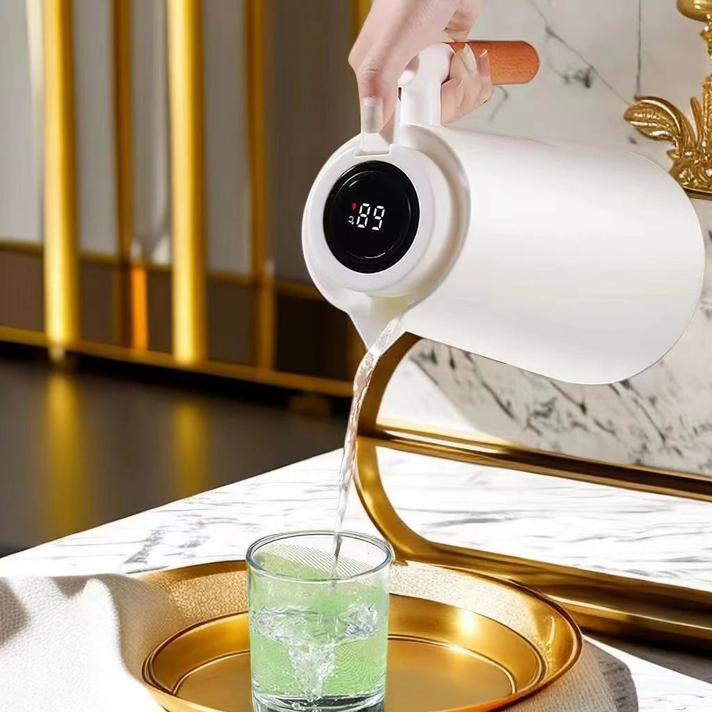 Garrafa Termica com Terrmometro Digital Nordic com Cabo de Madeira