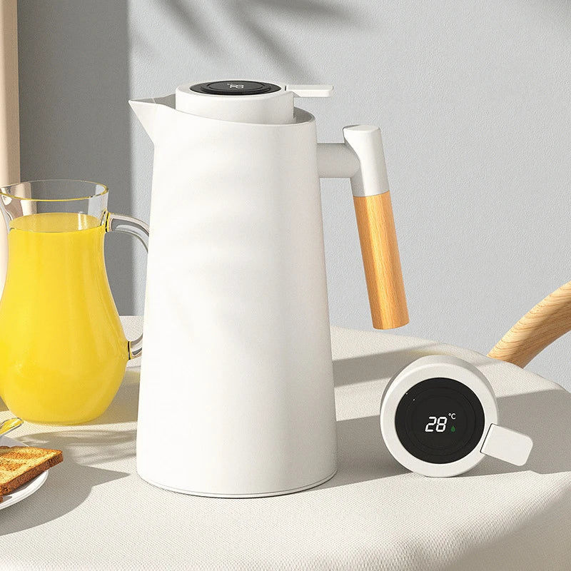 Garrafa Termica com Terrmometro Digital Nordic com Cabo de Madeira