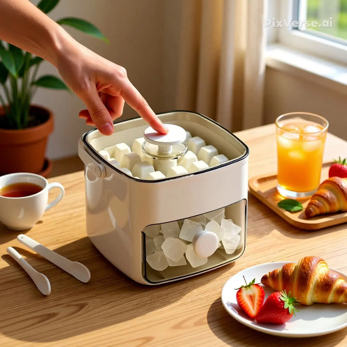 Forma de Gelo Caixa de Gelo Dispenser De Gelo 48 Cubos Com Gaveta Botão Solta Gelo E Pegador Luxo Puro