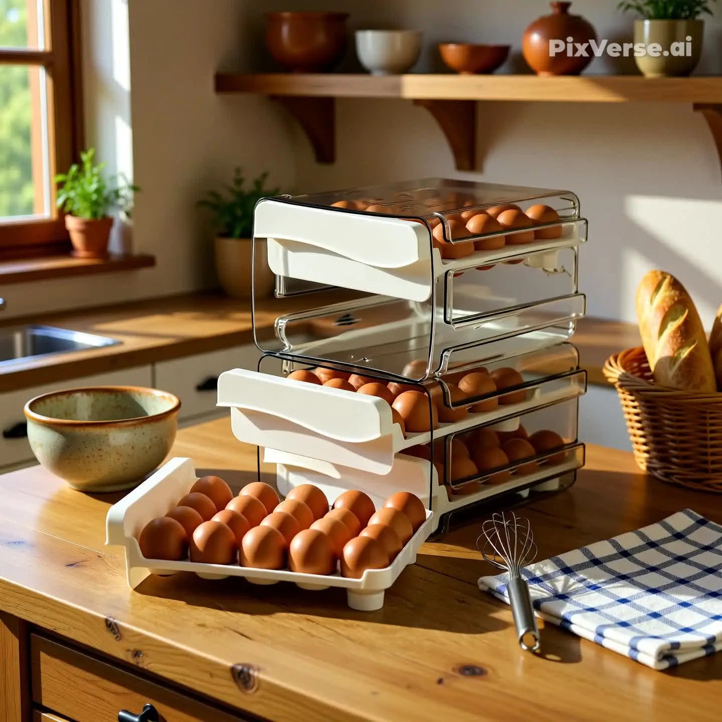 Porta Ovos 2 ou 4 andares Gaveteiro organizador de geladeira branco