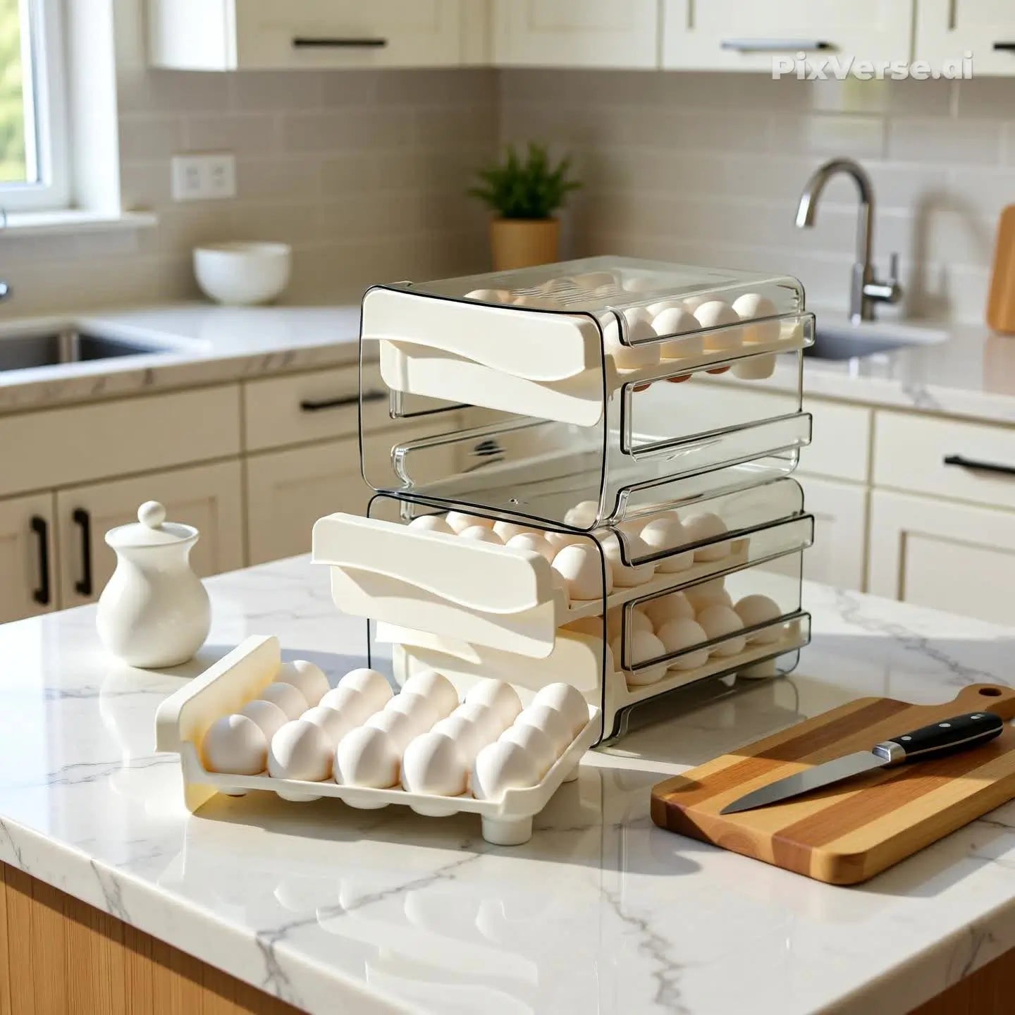 Porta Ovos 2 ou 4 andares Gaveteiro organizador de geladeira branco