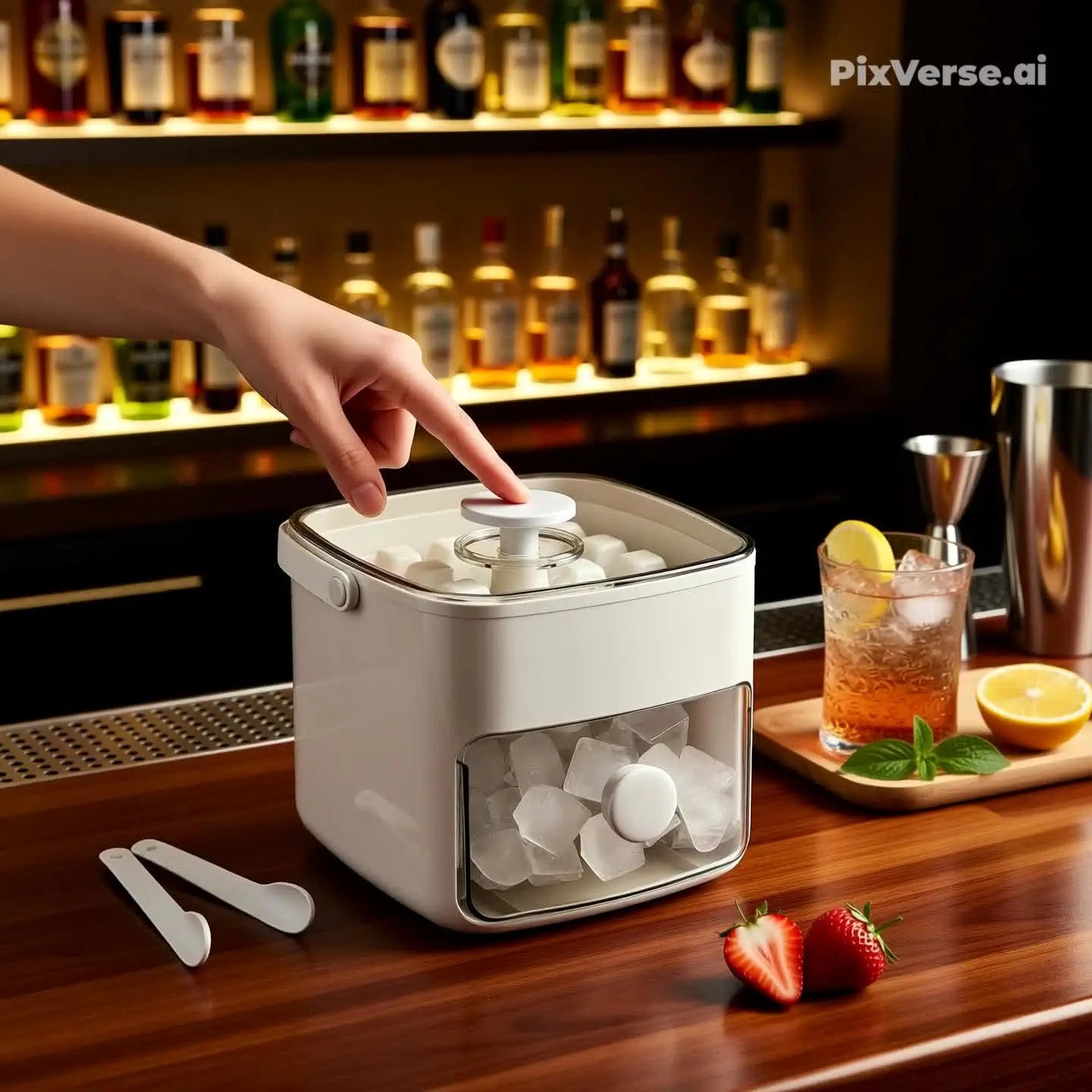 Forma de Gelo Caixa de Gelo Dispenser De Gelo 48 Cubos Com Gaveta Botão Solta Gelo E Pegador Luxo Puro