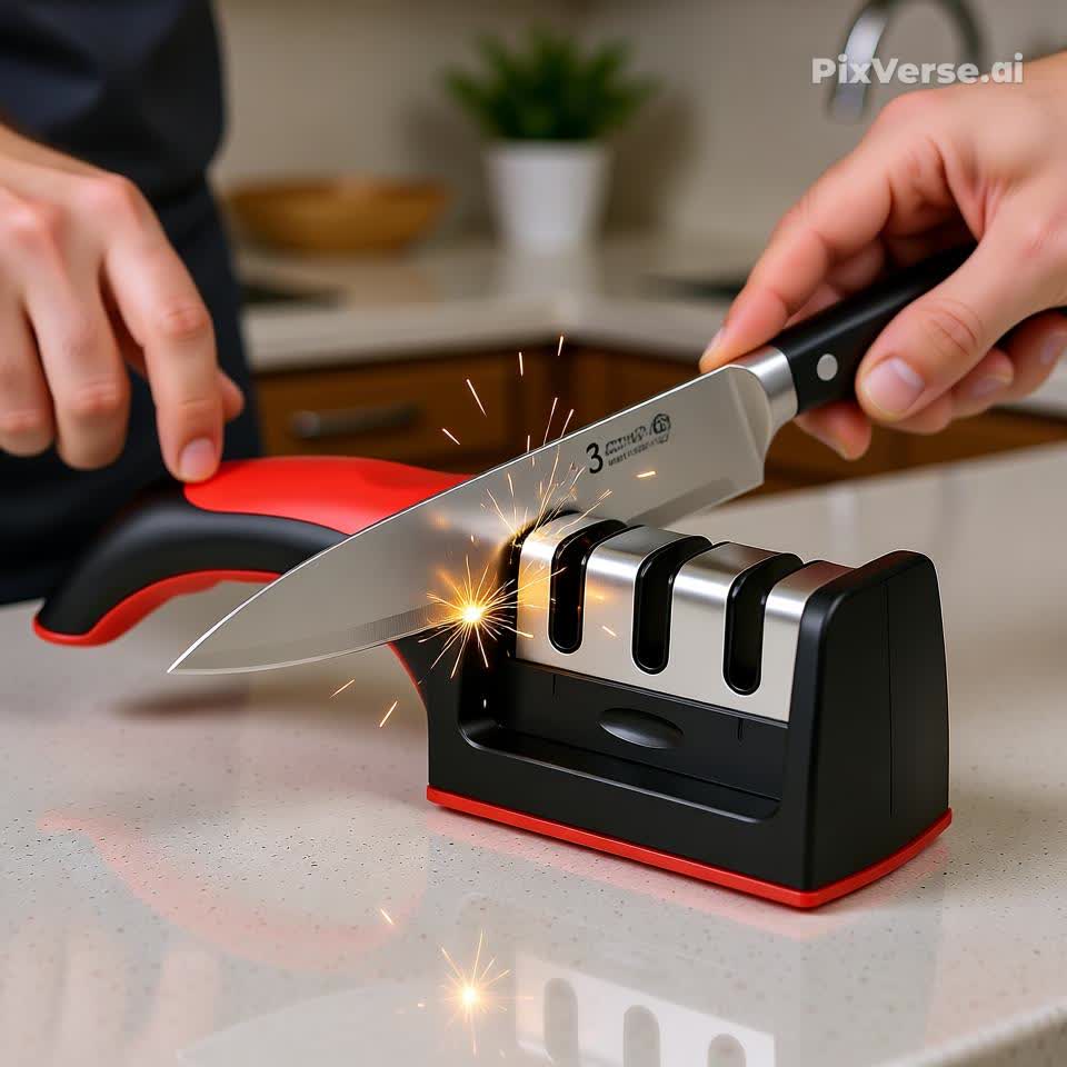 Amolador de Facas com 3 afiadores profissionais