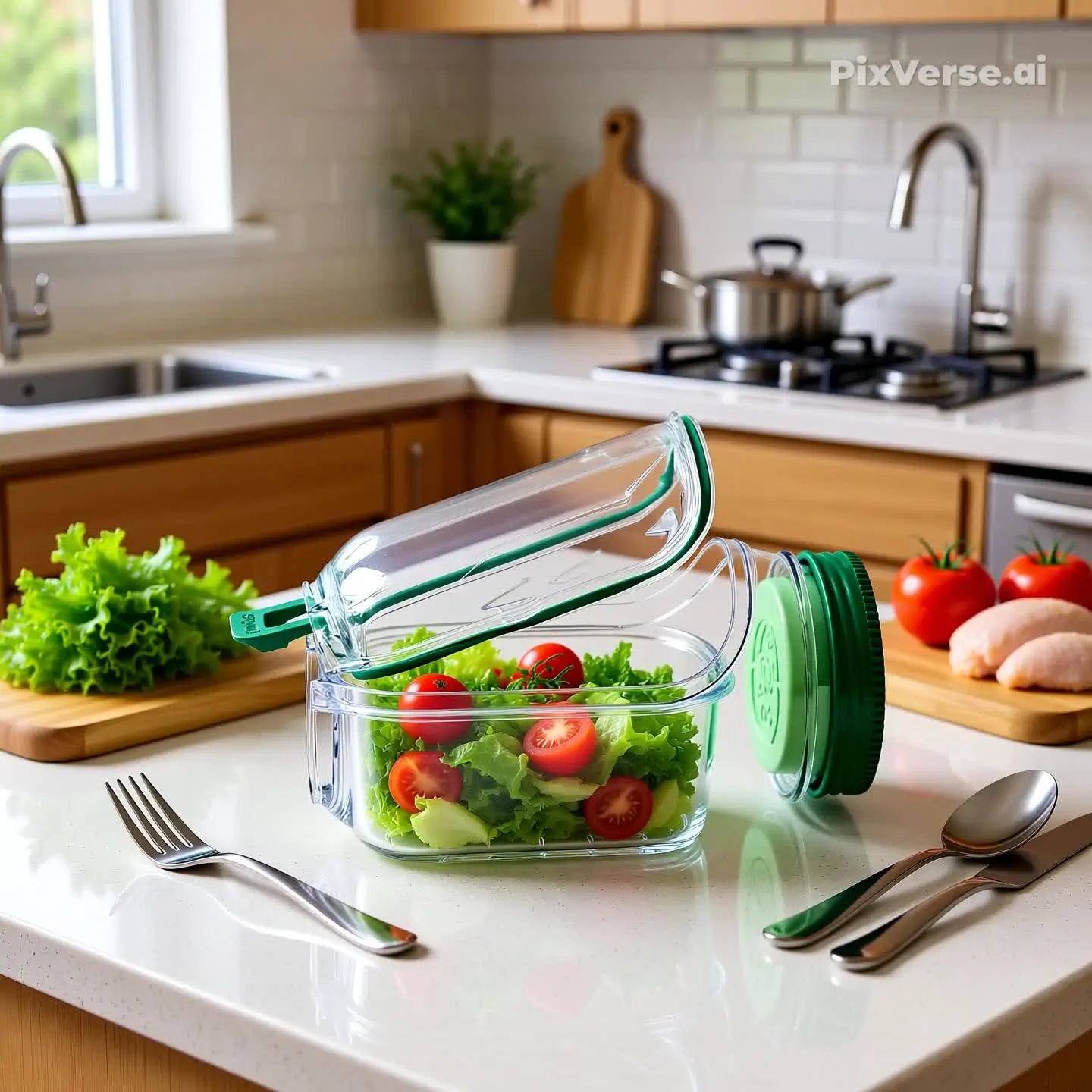 Saladeira Portátil Hérmetica Multifuncional – Compartimentos para Molho, Vedação Antivazamento, Livre de BPA