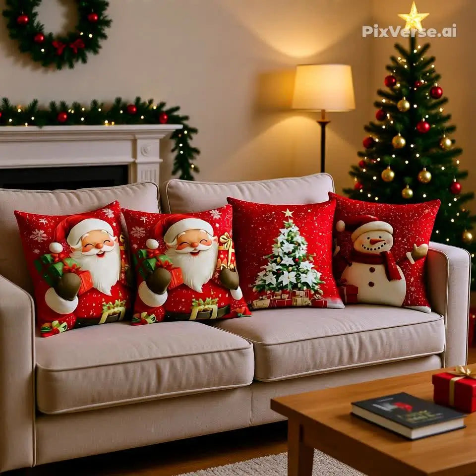 KIT 4 CAPAS DE ALMOFADAS DECORATIVAS NATAL