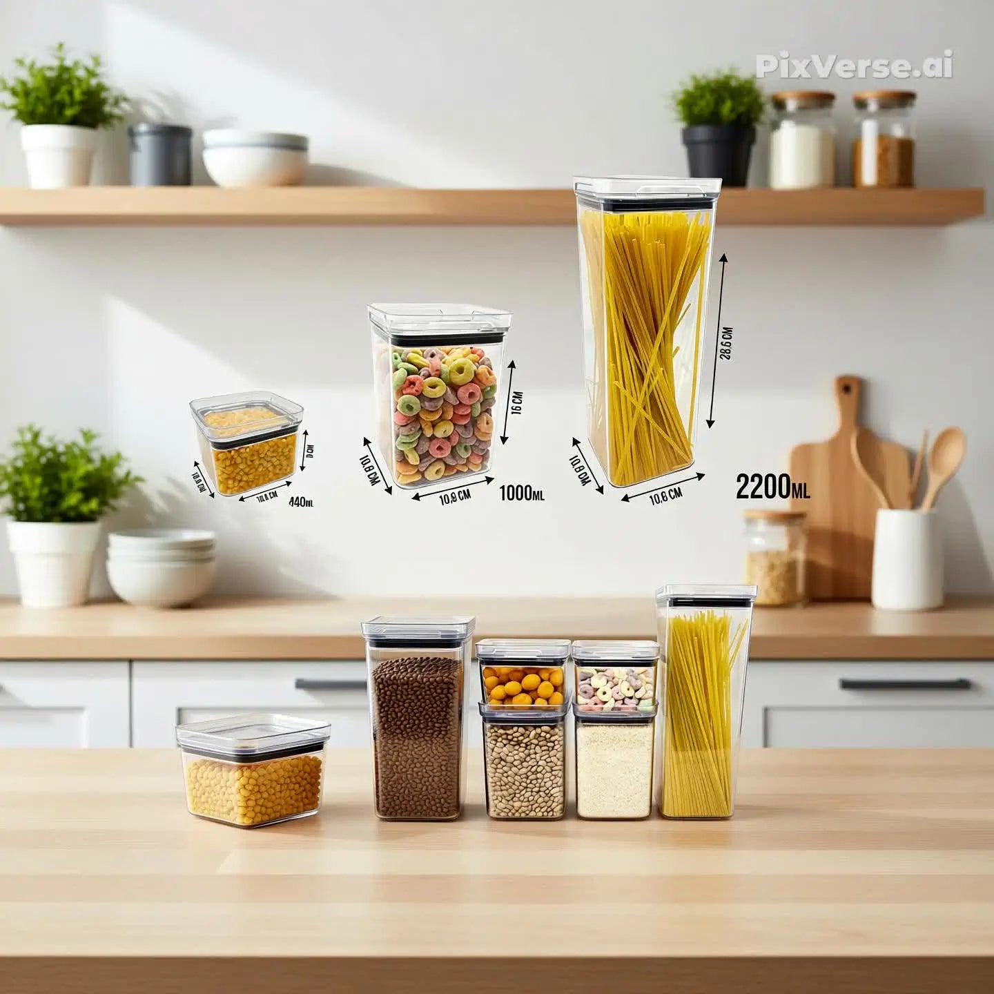 Potes Herméticos quadrados em Acrílico Cristal