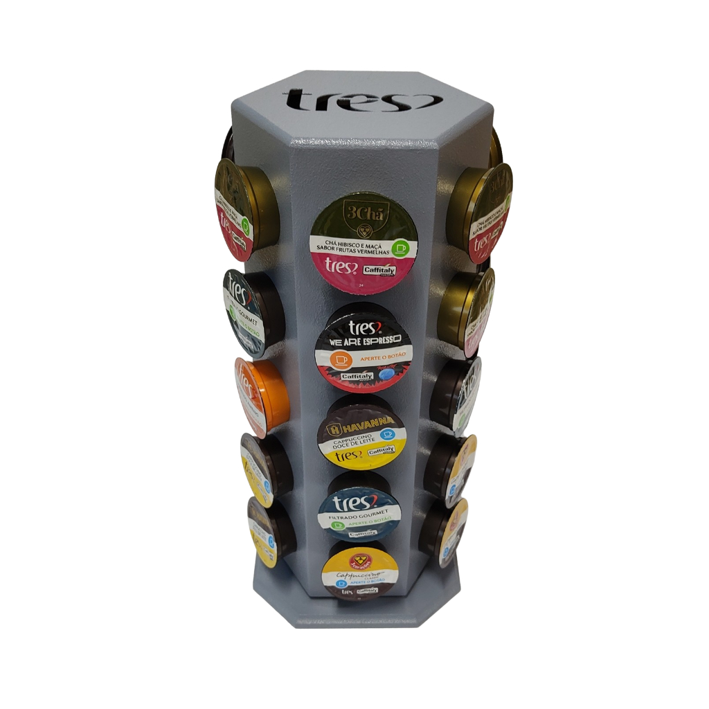 Torre Organizador Giratório p/30 Cápsulas Café Três 3 Corações
