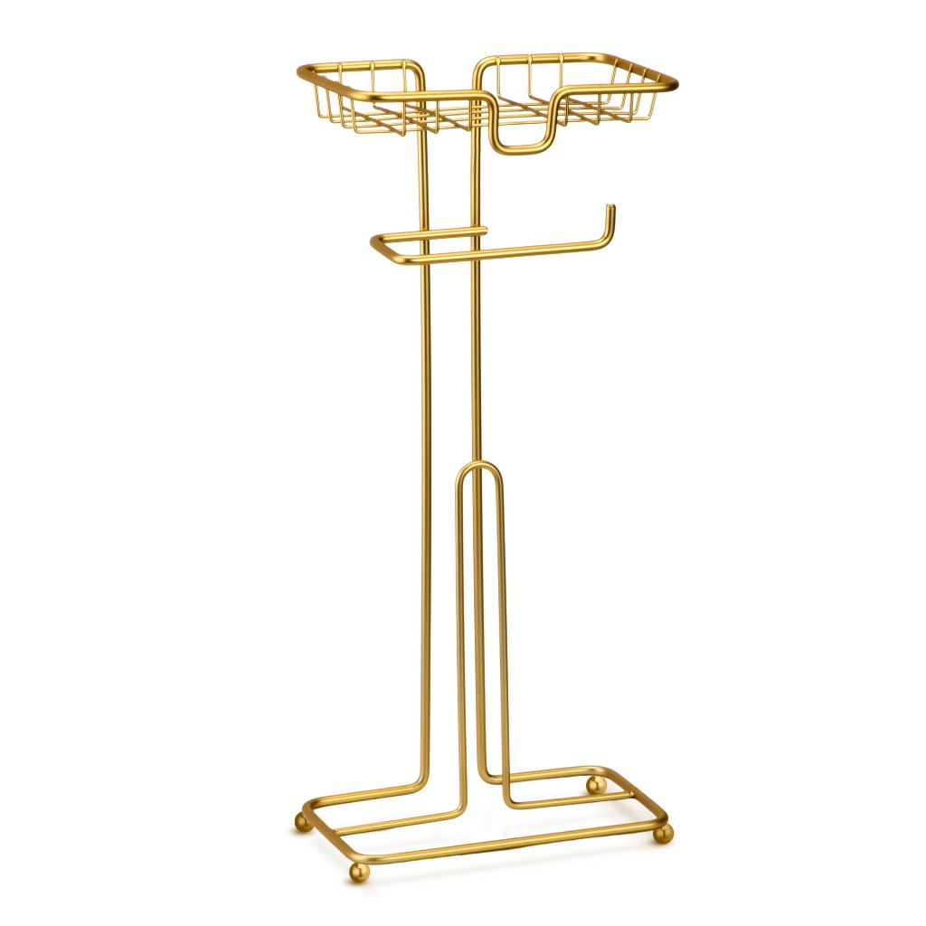 Kit Lavabo Lixeira + Porta Papel Higiênico Celular Dourado Luxo Arthi