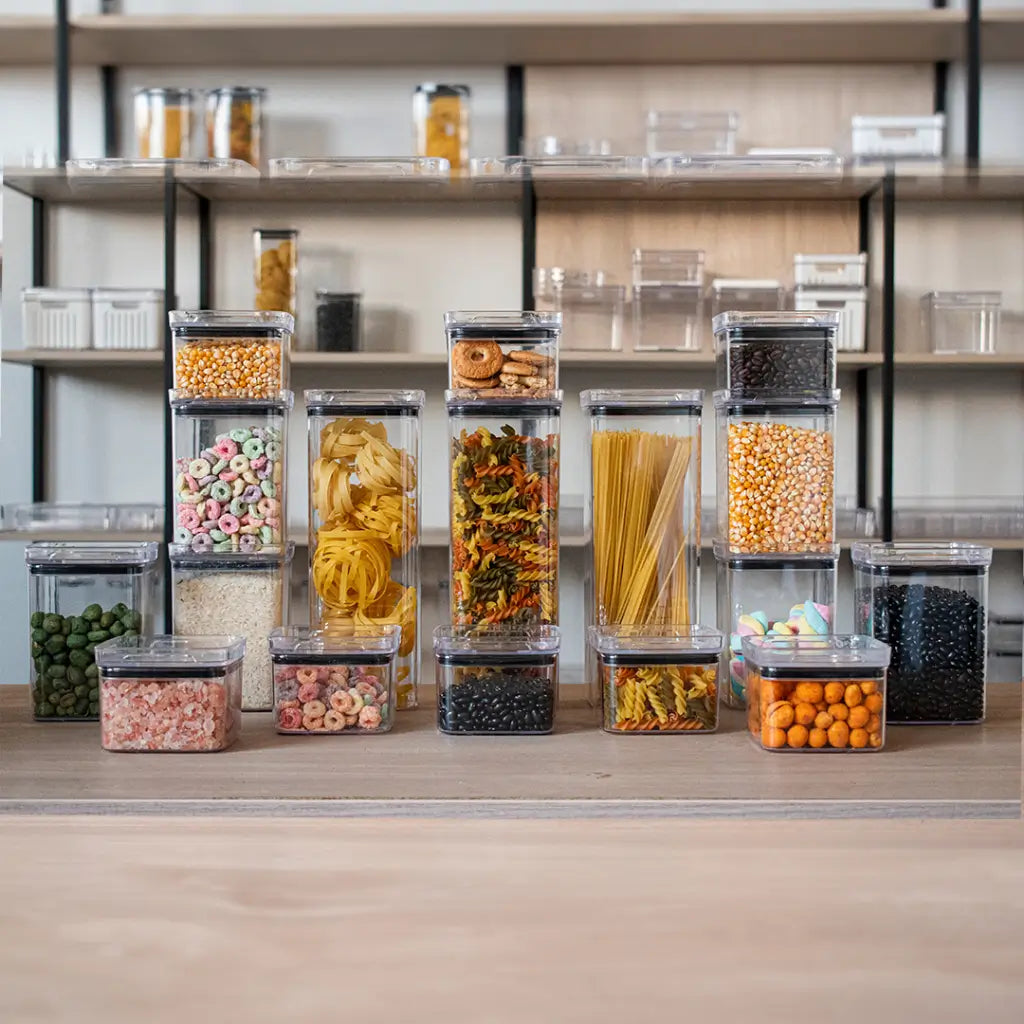 Potes Herméticos quadrados em Acrílico Cristal