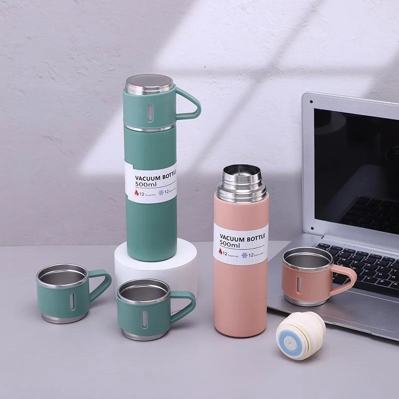 Garrafa Térmica 500ml caneca Kit garrafa espacial Frio/Quente Aço Inoxidável Copo Esportivo Portátil