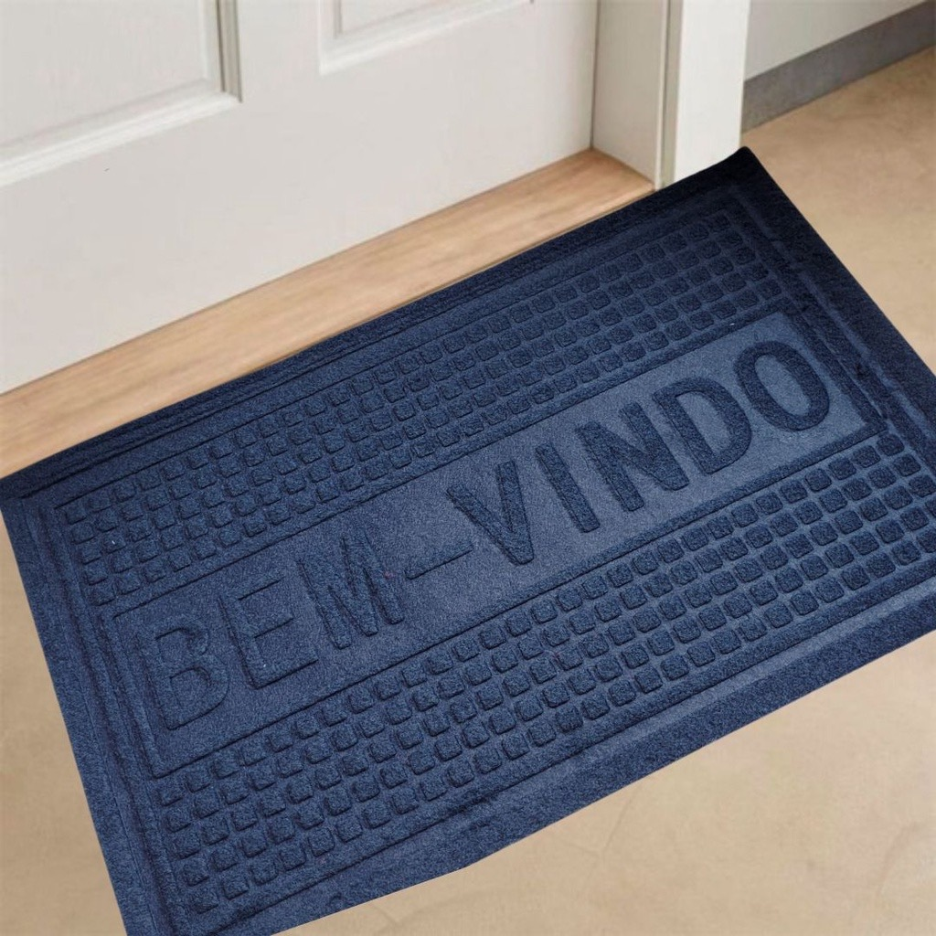 Kit 2 un Tapete Bem Vindo Capacho Para Porta Entrada Emborrachado Vinil Emborrachado Antiderrapante