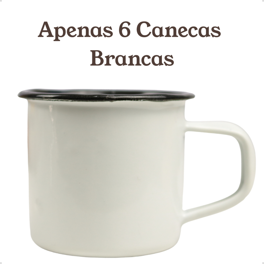 Chaleira Bule Esmaltado 1L Bico de Ganso e 6 Canecas 90ml Rústicas Conjunto ou Unitário