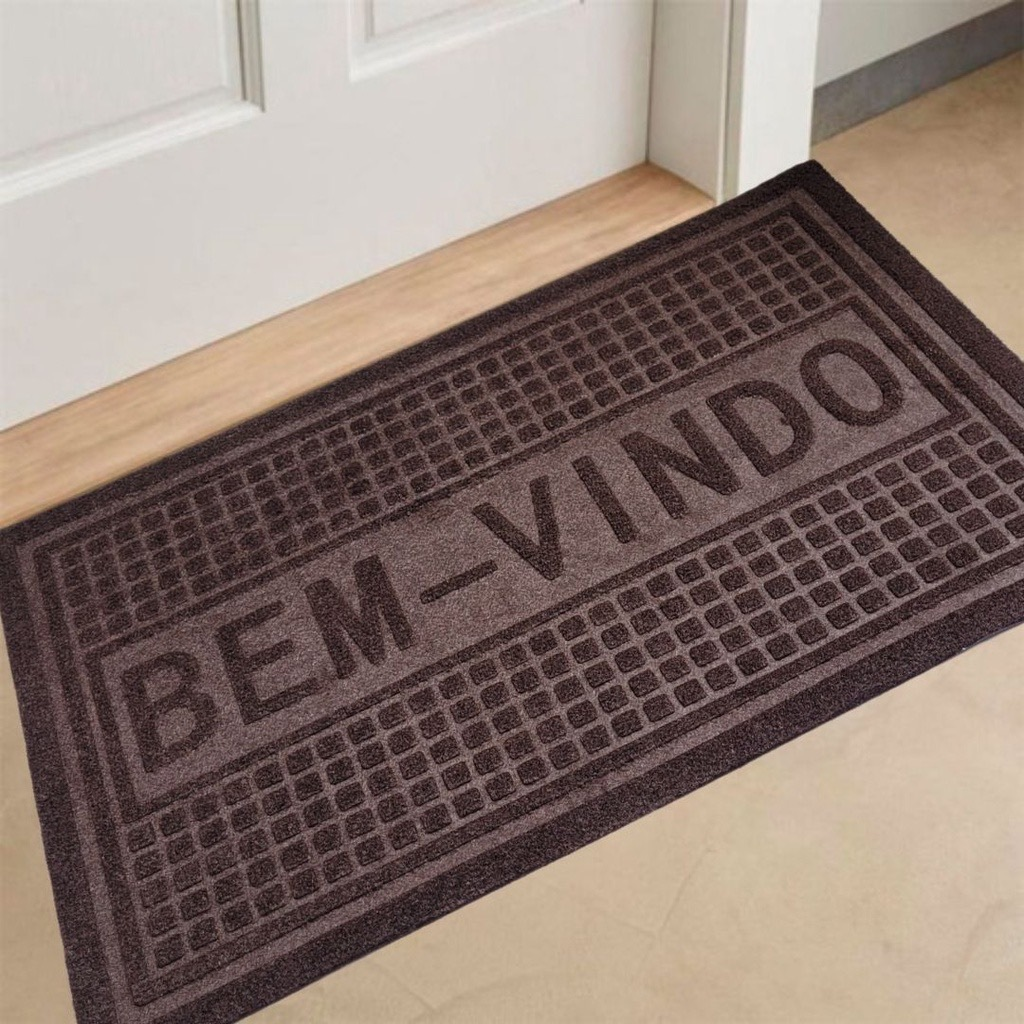 Kit 2 un Tapete Bem Vindo Capacho Para Porta Entrada Emborrachado Vinil Emborrachado Antiderrapante