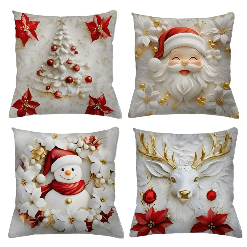 KIT 4 CAPAS DE ALMOFADAS DECORATIVAS NATAL