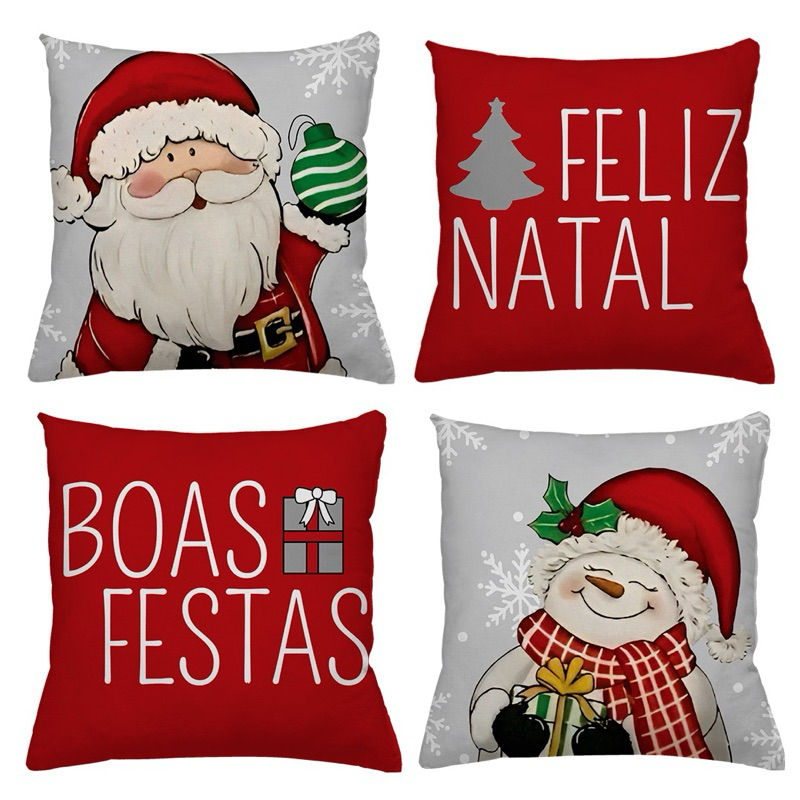 KIT 4 CAPAS DE ALMOFADAS DECORATIVAS NATAL