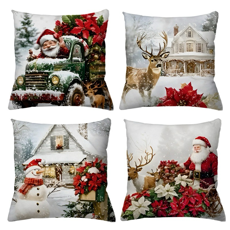 KIT 4 CAPAS DE ALMOFADAS DECORATIVAS NATAL