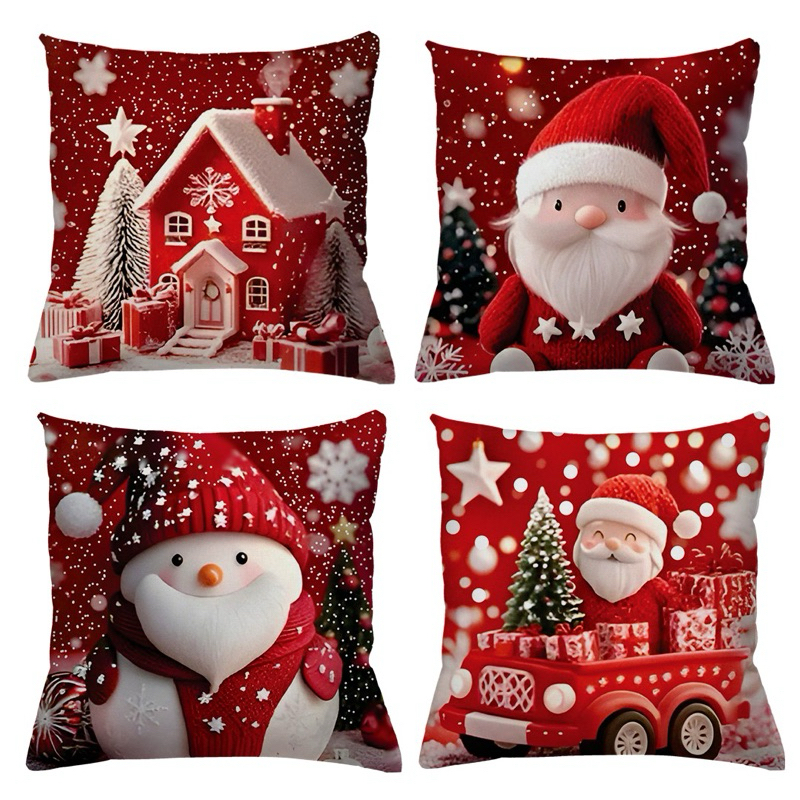 KIT 4 CAPAS DE ALMOFADAS DECORATIVAS NATAL