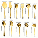 Conjunto de cozinha de aço inoxidável de 11 peças, conjunto de utensílios de cozinha, conjunto completo de talheres