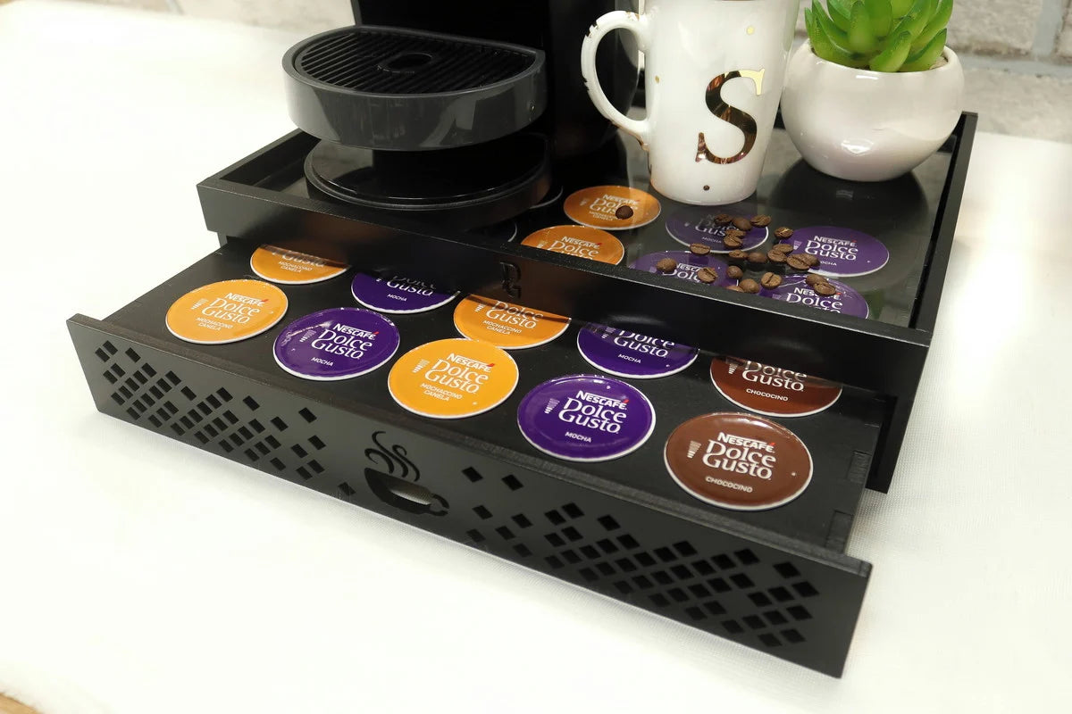 Porta capsulas e maquina gaveta decorativa para cafeteira Dolce Gusto
