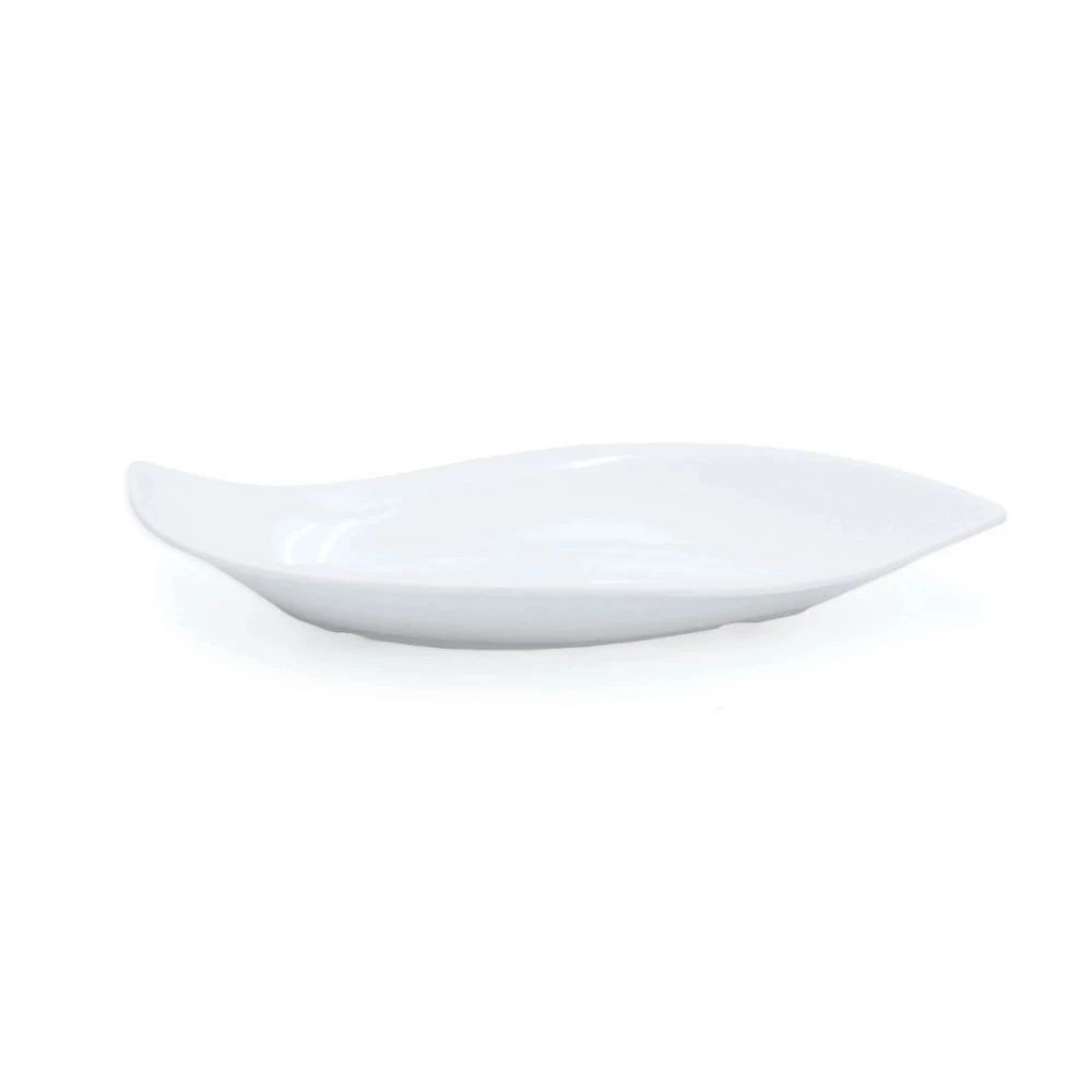 Kit 2 Travessas Pratos Folha 50 Cm em Melamina Premium Branca Buffet Restaurante