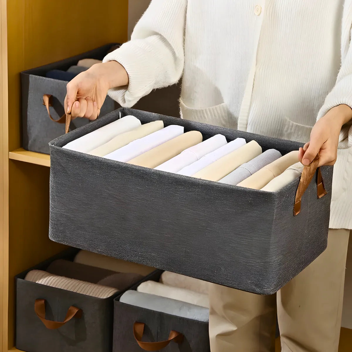 Organizador de roupa dobrável para guarda roupas