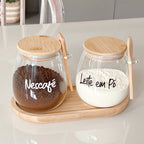 Kit 02 Pote De Vidro Oval  Tampa Bambu Hermético Com Colher SEM ADESIVO