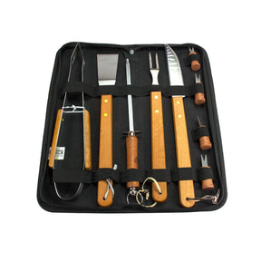 Kit Churrasco Inox Faca/garfo/pegador/espatula/amolador/chaira churrasqueiro facas