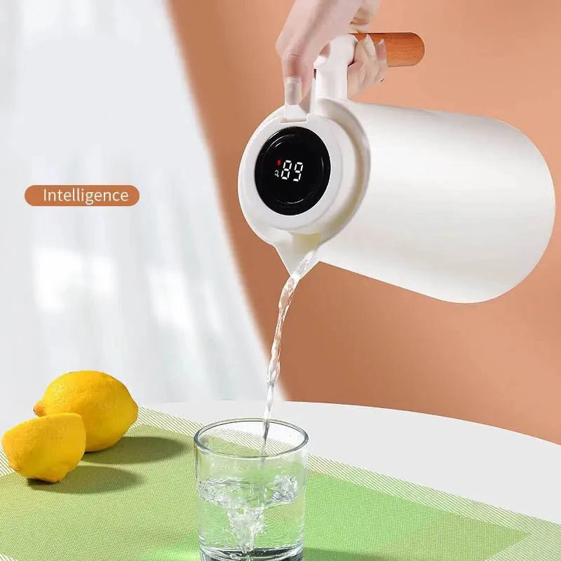 Garrafa Termica com Terrmometro Digital Nordic com Cabo de Madeira