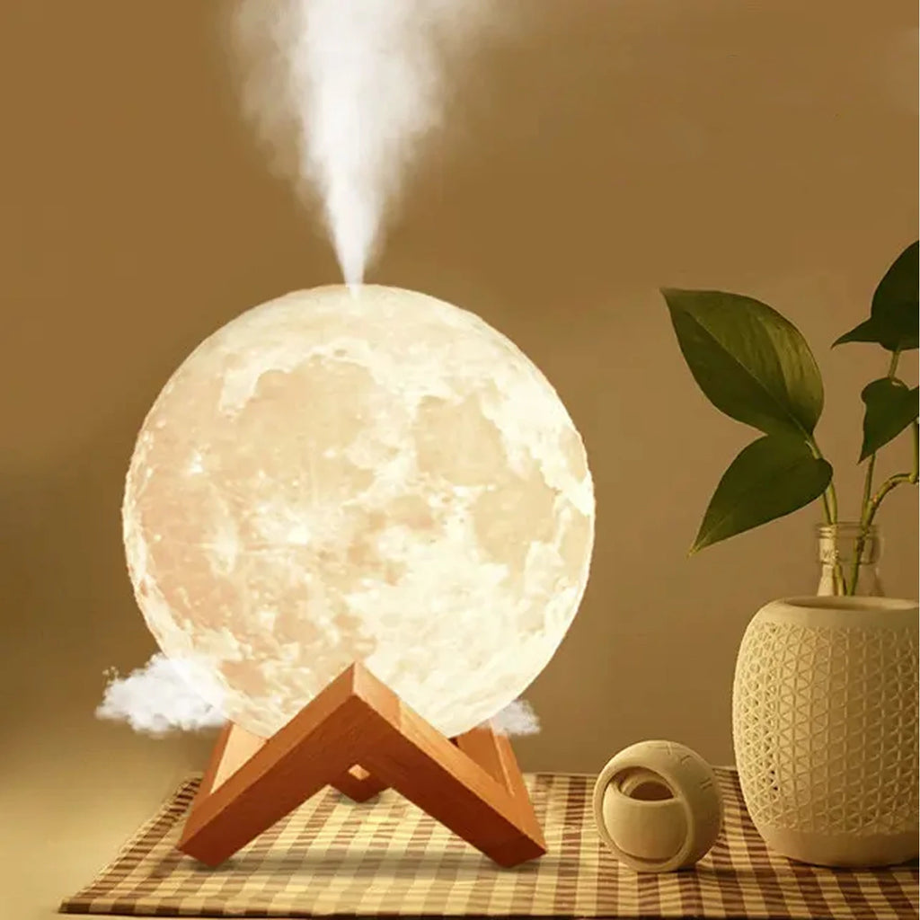 Umidificador  Aromatizador Luminaira Abajur Lua Cheia 3D