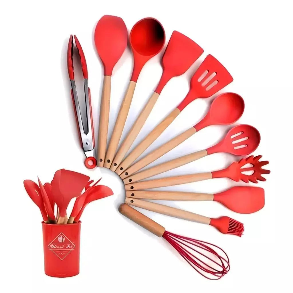 kit de Colher de Silicone para Cozinha 12 peças