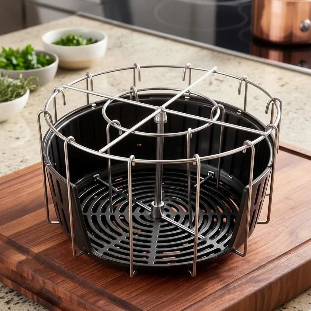 Kit Espetos Churrasco Suporte Espetinho Ponta Grelha Portátil Multiuso Forno Air Fryer