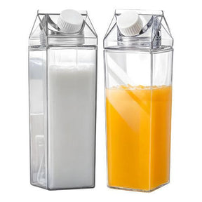 Kit 3 Garrafas de Acrílico Transparente P/ Leite Suco Bebidas My Box