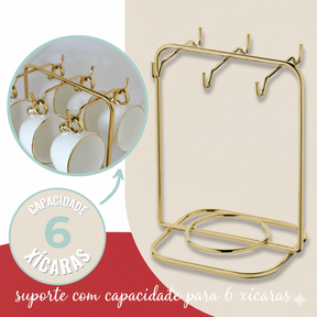 Suporte Organizador Porta Xícaras De Café dourado