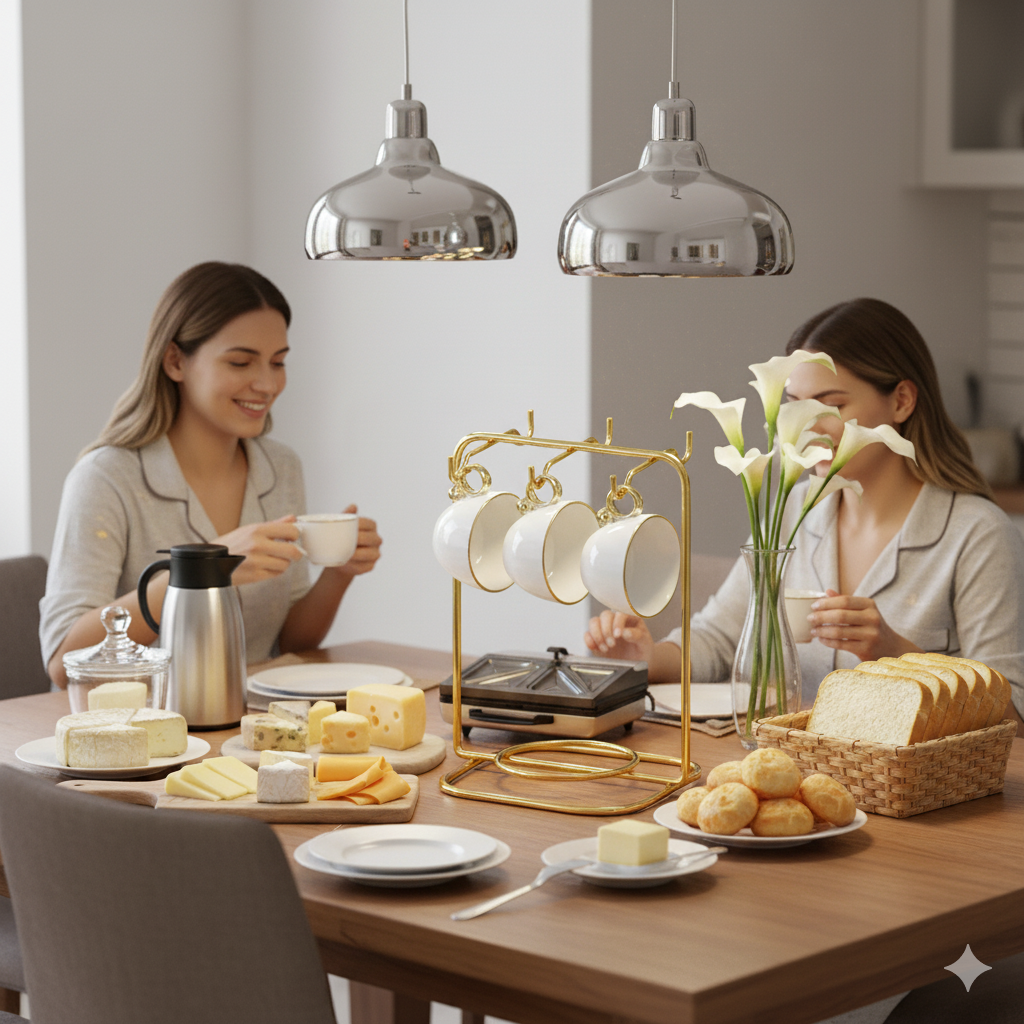 Suporte Organizador Porta Xícaras De Café dourado