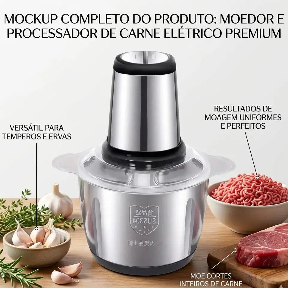 Triturador De Alimentos Carne e Legumes Elétrico 110v-220v 2  e 3 L