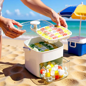 Forma de Gelo Caixa de Gelo Dispenser De Gelo 48 Cubos Com Gaveta Botão Solta Gelo E Pegador Luxo Puro