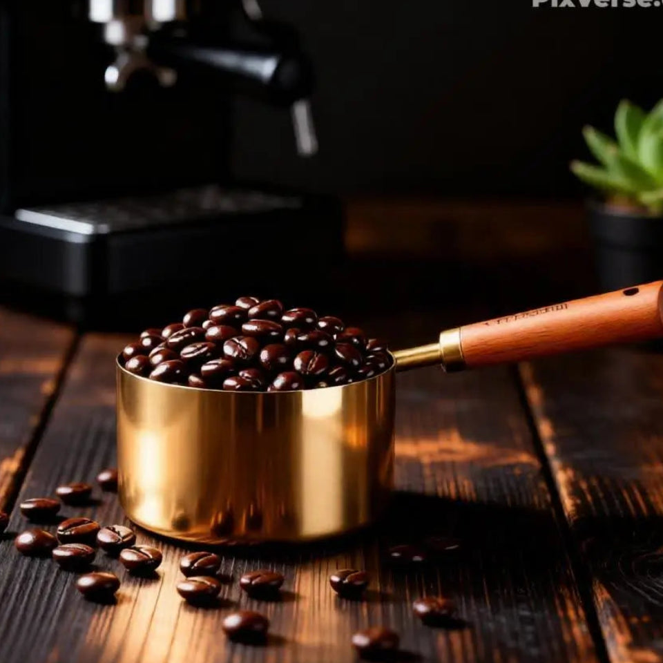 Colheres Medidoras de Aço Inoxidável com Cabo de Madeira – Dourado Luxo para Cozinha Moderna