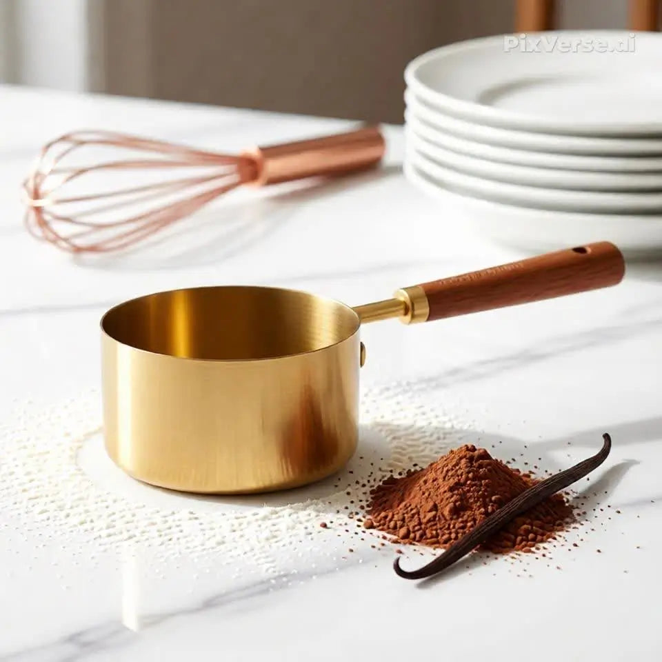 Colheres Medidoras de Aço Inoxidável com Cabo de Madeira – Dourado Luxo para Cozinha Moderna