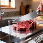 Tábua de Corte Profissional em Aço Inoxidável 304, Antimofo e Antibacteriano, Ferramenta de Cozinha