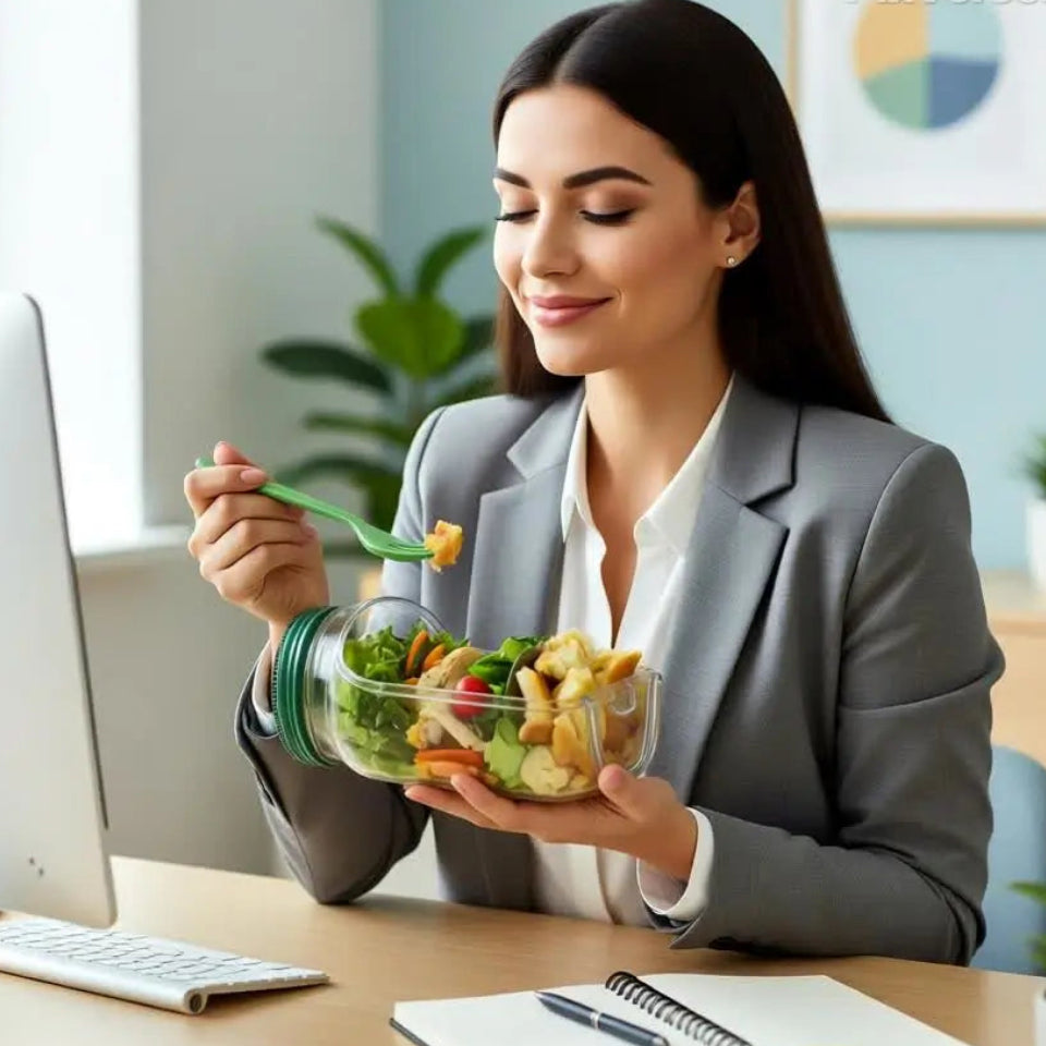 Saladeira Portátil Hérmetica  Multifuncional – Compartimentos para Molho, Vedação Antivazamento, Livre de BPA