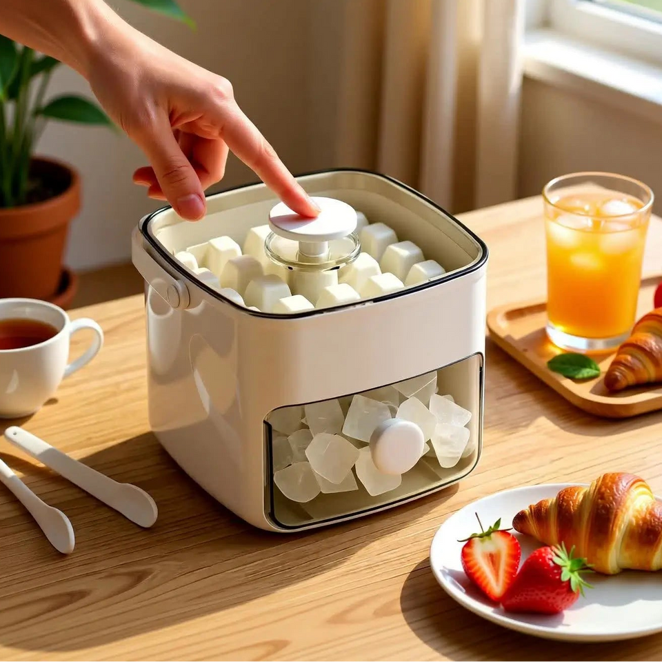 Forma de Gelo Caixa de Gelo Dispenser De Gelo 48 Cubos Com Gaveta Botão Solta Gelo E Pegador Luxo Puro