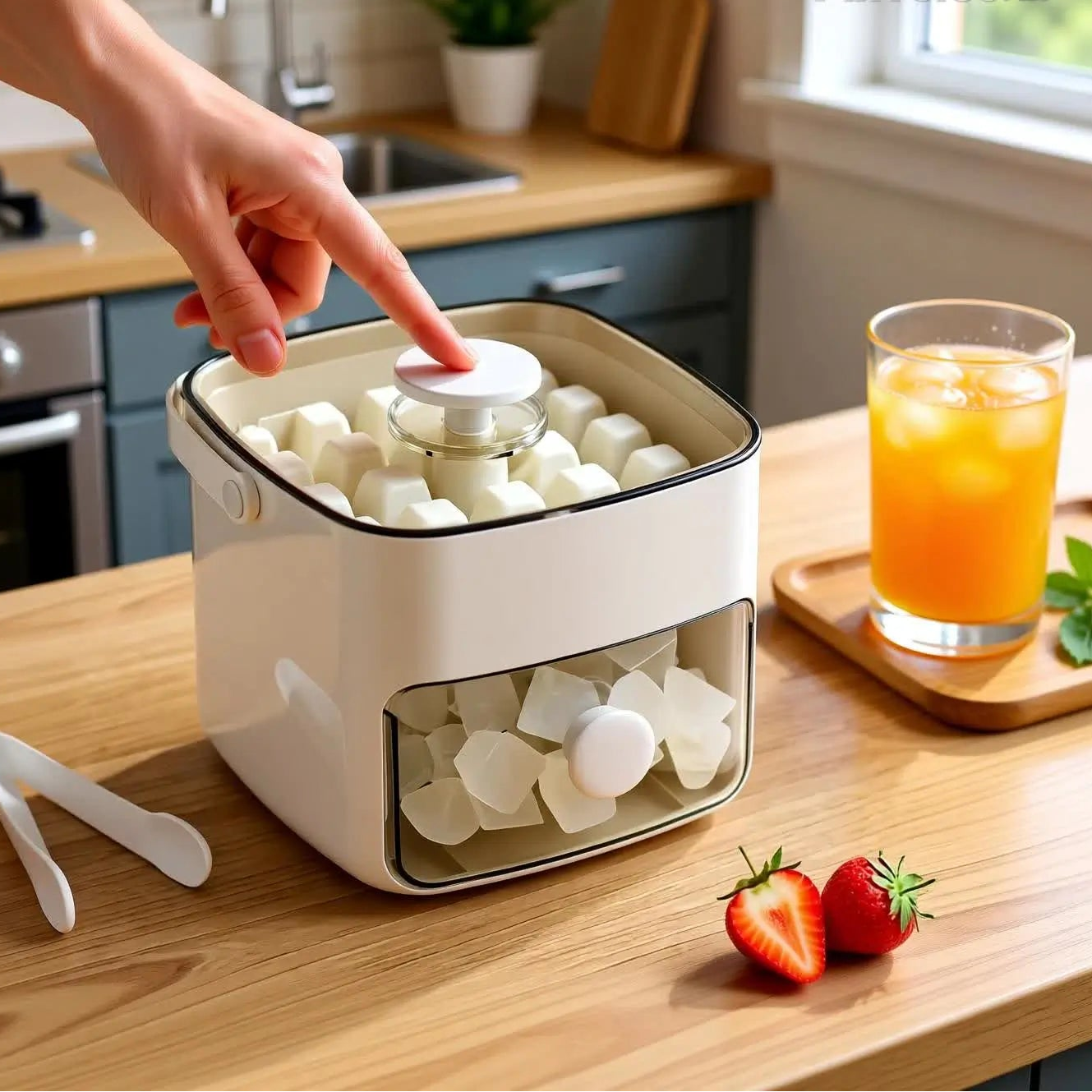 Forma de Gelo Caixa de Gelo Dispenser De Gelo 48 Cubos Com Gaveta Botão Solta Gelo E Pegador Luxo Puro
