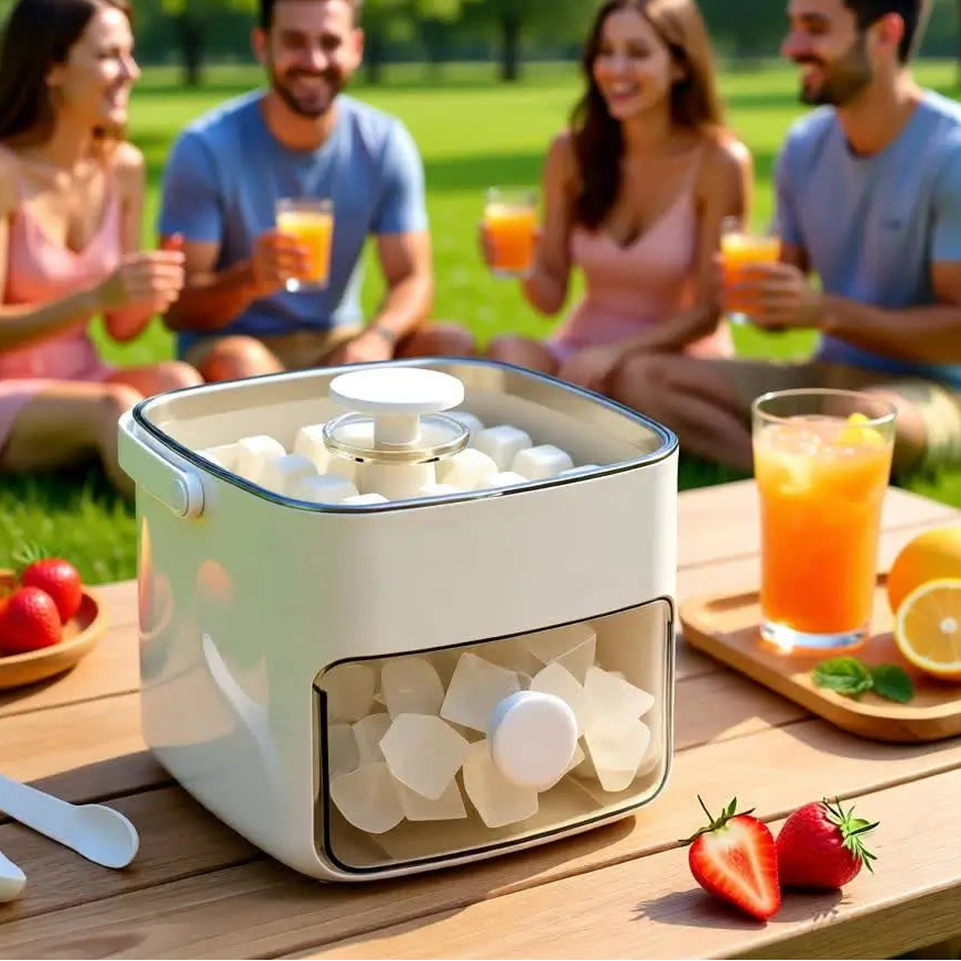 Forma de Gelo Caixa de Gelo Dispenser De Gelo 48 Cubos Com Gaveta Botão Solta Gelo E Pegador Luxo Puro