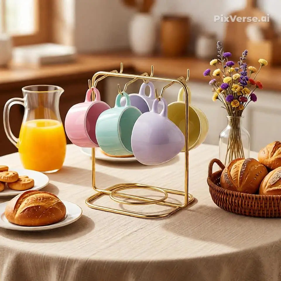 Suporte Organizador Porta Xícaras De Café dourado