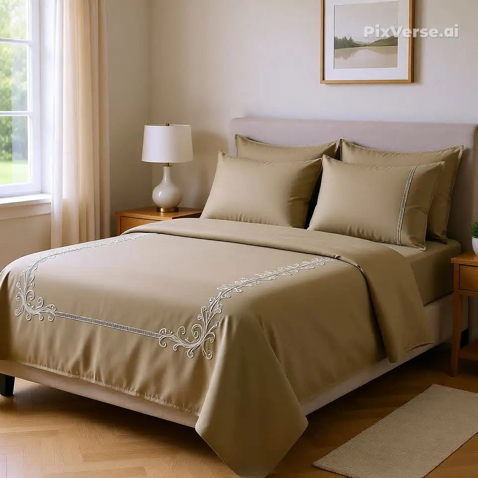 Lençol Casal Percal 180 Fios 100% Algodão com Bordado Elegante – Conforto, Durabilidade e Sofisticação