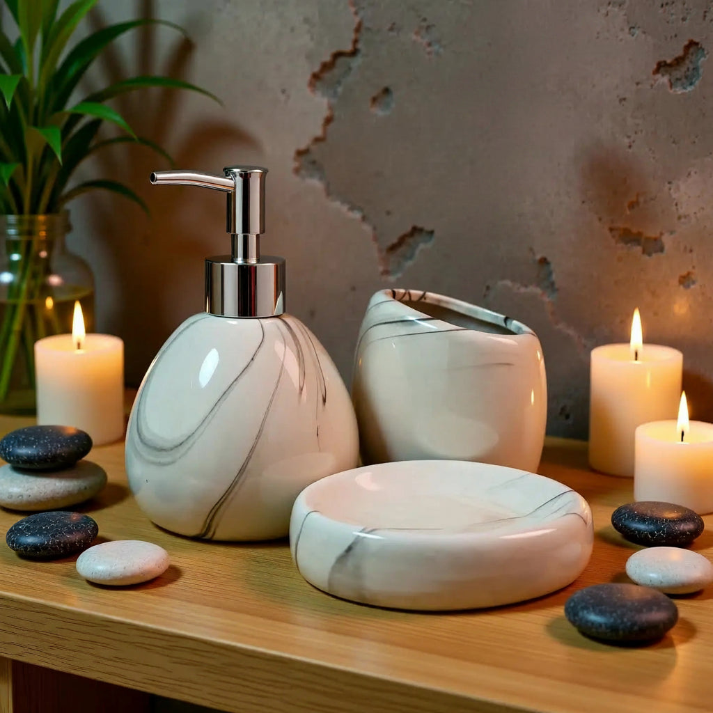 Kit Banheiro Lavabo Conjunto Sabonete Líquido Escova / 475