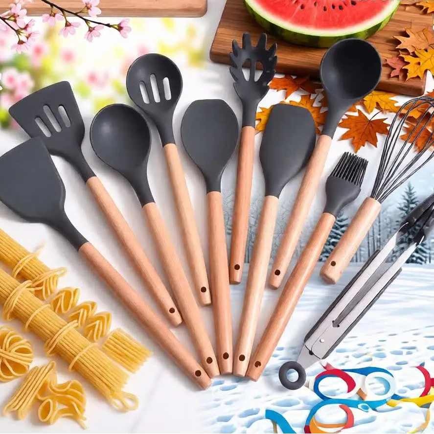 kit de Colher de Silicone para Cozinha 12 peças