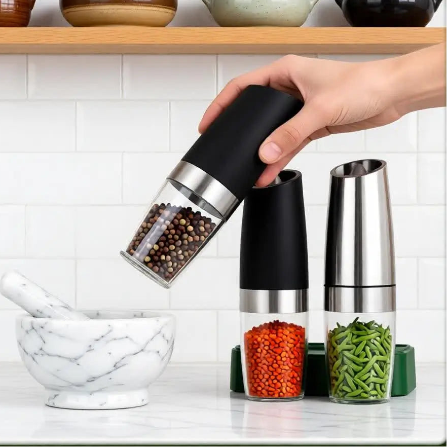 Moedor Elétrico Pimenta Sal Tempero C/ Sensor Gravidade Led