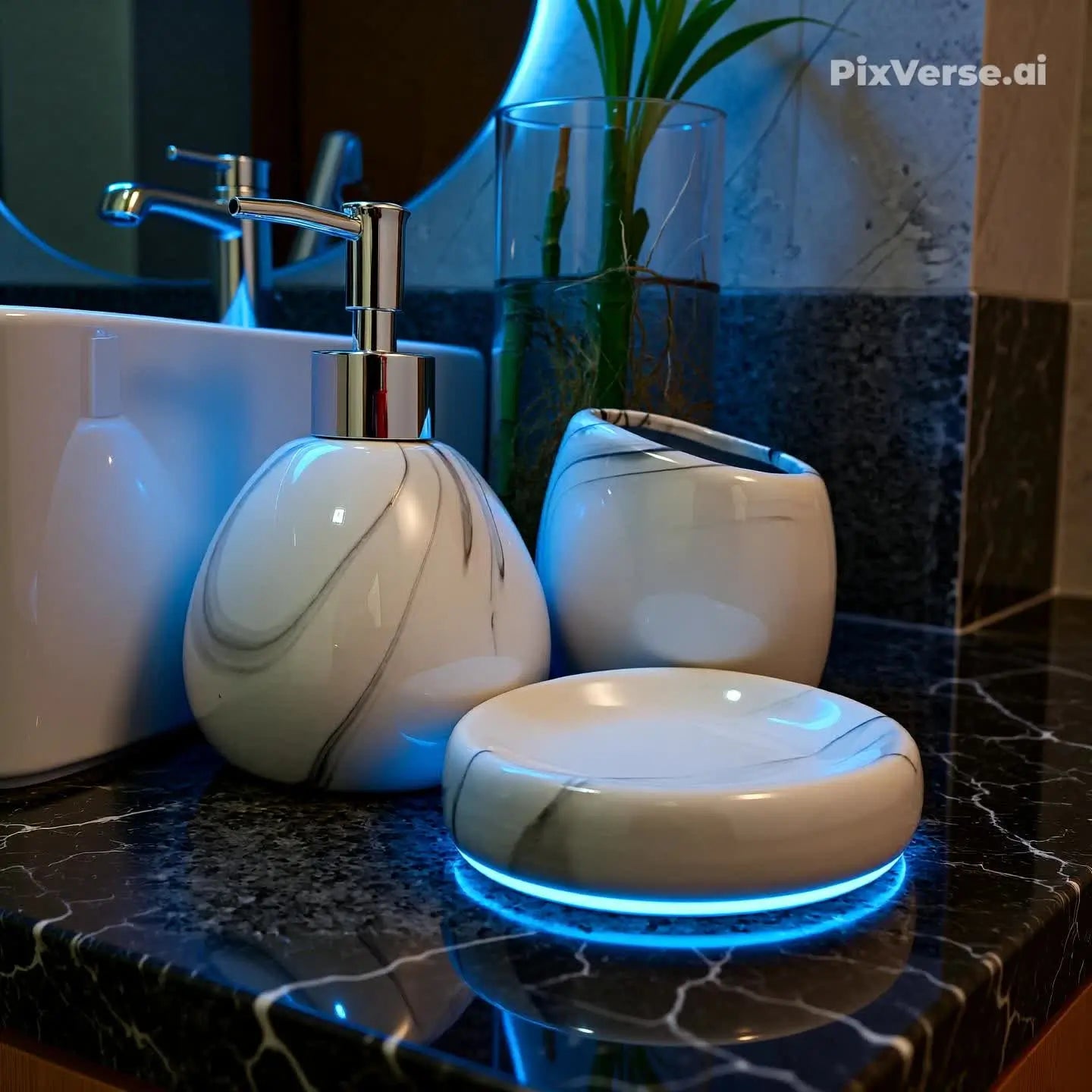 Kit Banheiro Lavabo Conjunto Sabonete Líquido Escova / 475