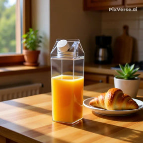 Kit 3 Garrafas de Acrílico Transparente P/ Leite Suco Bebidas My Box